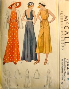 1920s Beach Pajamas McCalls Pattern